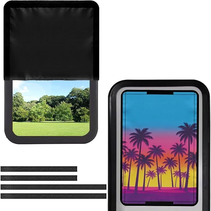 Coconut Tree RV Window Shades, Waterpoof Non Slip Window Skylight Sunshade RV Foldable Design for Travel Trailer Motorhomes