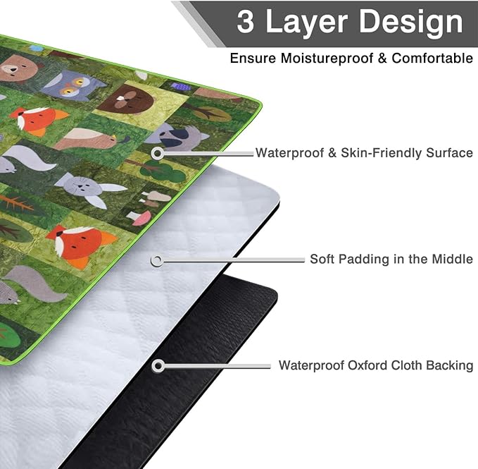 Supfitness Extra Large Picnic Blankets Waterproof Foldable (60"x 80") Boho Beach Blanket Waterproof Sandproof,3-Layer Thicking Mat Outdoor Packable Camping Blanket
