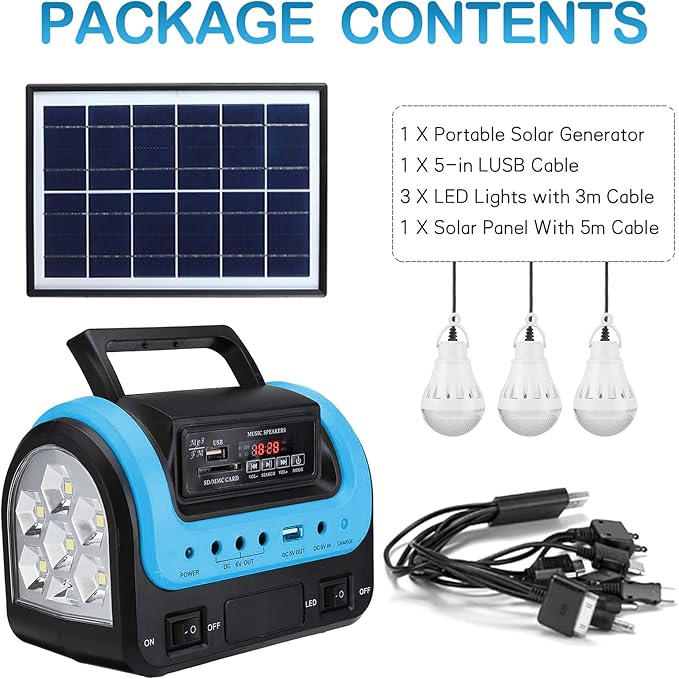 Solar Generator,Portable Power Station with Panel,Portable Power Bank supply with Flashlight,Emergency Generator Solar Powered for Home Use Camping Travel Emergency(Blue)