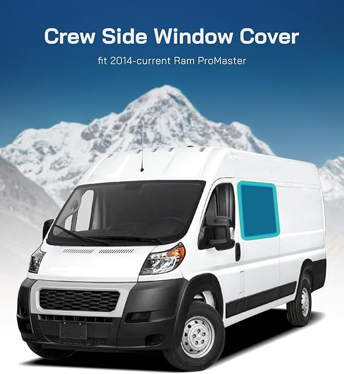 Crew Side Window Cover for Ram Promaster,2014-2025,Thick Insulation,Magnetic Direct Fit,Blackout,Portable, Durable Interior Promaster Van Accessories,AllSeasonGuard
