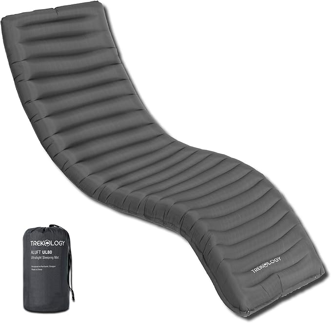 TREKOLOGY UL80 Ultralight Sleeping Pad – Inflatable Camping Sleeping Pad - 40D Nylon Compact Hiking Mat – Lightweight Air Mattress for Backpacking & Tent Camping