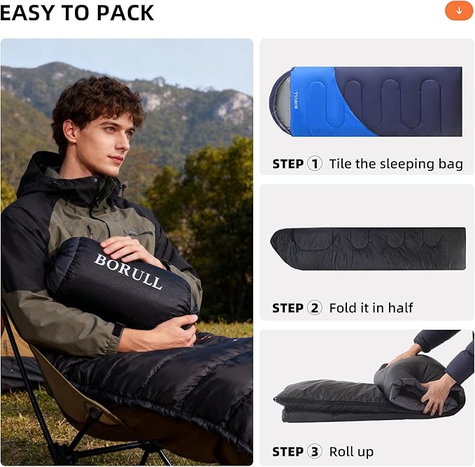 Sleeping Bags for Adults Cold Warm Weather,Backpacking Compact Lightweight Camping Sleeping Bag with Compression Sack for Kids,Camping Essentials Gear for Hiking,Travel,Climb,Outdoor, Indoor