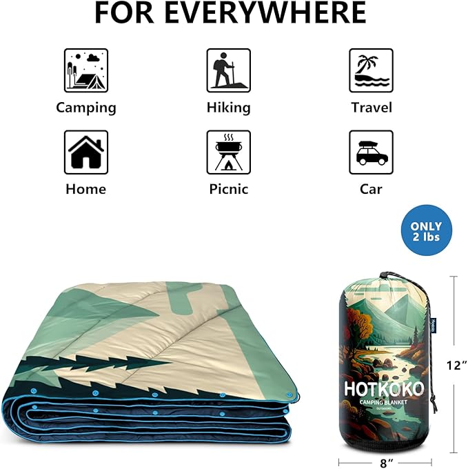 Camping Blanket,Puffy Printed Camp Blankets Lightweight Packable for Outdoor Camping,Traveling, Stadium, Hiking, Picnics