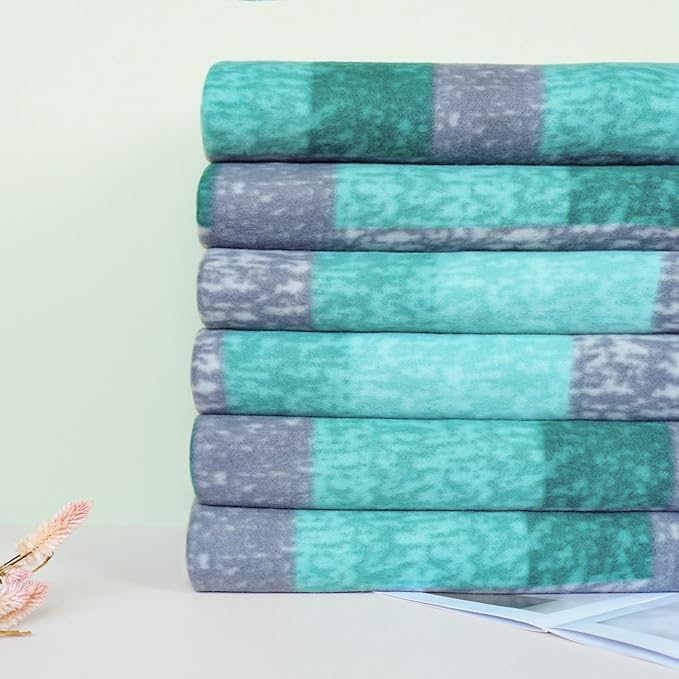 ZYFZCYBL Fleece Throw Blankets for Couch Bulk Lightweight Warm Soft Cozy Blanket 6 Pack Bulk Fleece Blanket Solid for Bed Couch Office Gifts Outdoor 50 x 60 inch Teal and Grey