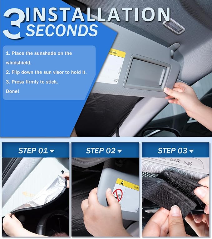 Windshield Sun Shade for Toyota 4Runner 2010-2025 Accessories, Car Front Window Sun Visor & Heat Shield | 240T Sunshade Protection Blocks UV Rays Keep Your Car Cooler