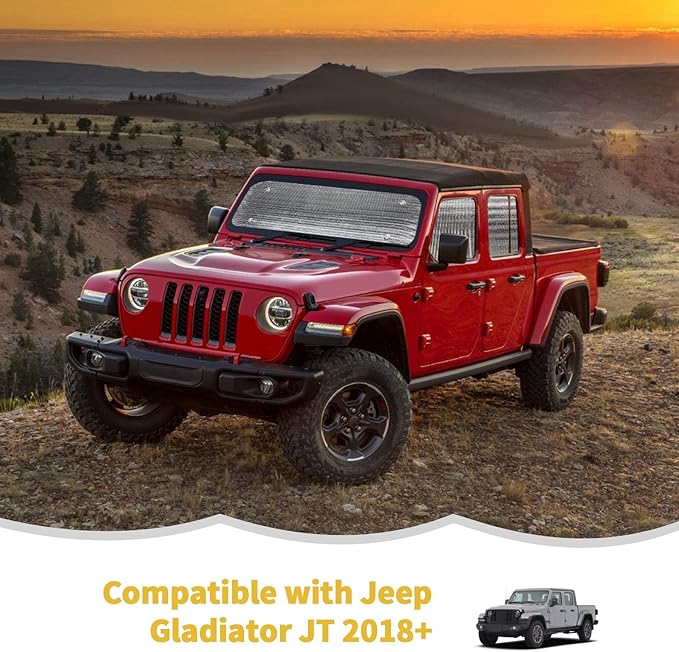 Windshield Sunshade Sun Shade Heat Shield Window Sun Visor Mat for Jeep Gladiator JT 2018-2023,6PCS