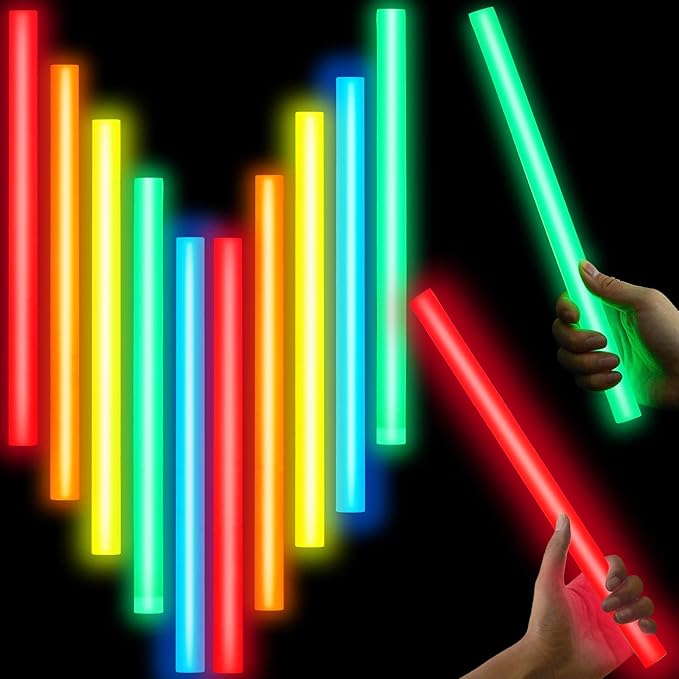 Lewtemi 10 Pcs Large Glow Sticks Big Giant Jumbo Halloween Christmas Emergency Light Stick for Camping Accessories, Survival Kit