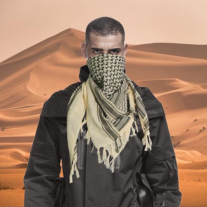 Ever Fairy Military Shemagh Tactical Desert Scarf Cotton Arab Keffiyeh Tactical Scarf Head Neck Face Wrap for Men Women