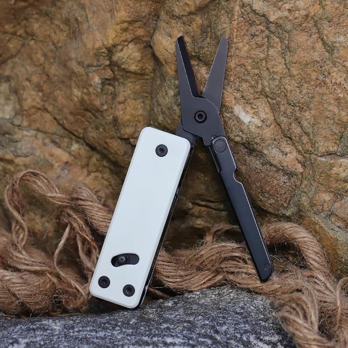 Roxon KS2 Elite Noir Blanc D2 Blade 13 in 1 Mini Multi Tool function pocket knife with big scissor, G10 handle and Pocket clip, good for Camping/Backpacking/Emergencies/EDC Multitool (D2 Steel Blade)