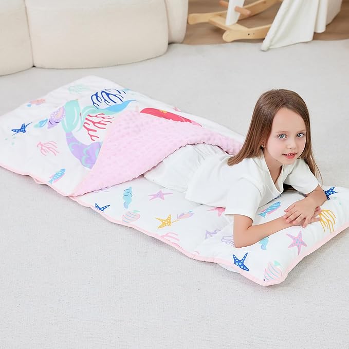 Lasoftan Toddler Nap Mat with Pillow and Blanket, Extra Large Rolled Napping Mats,Slumber Bags for Boys Girls,Kids Sleeping Bag for Daycare, Preschool Travel Camping