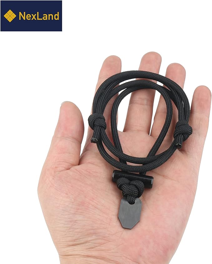 NexLand FNP-FS1 Fire Starter Necklace Ceramic Striker Ferro Rod Toggle Paracord