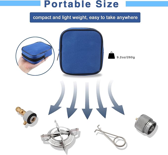 Backpacking Stove Portable Camping Stove Burner, Caudblor Small Backpack Stoves with Butane Adapter, Lightweight Hiking Stove with Carrying Case for Travel, Little Father's Day gifts Camp Stove