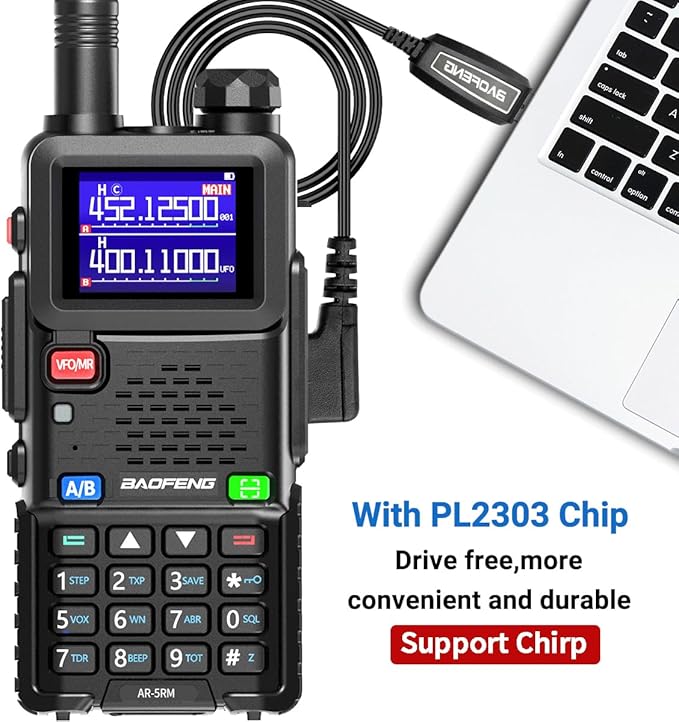 Baofeng Radio Ham Radio Handheld Long Range Rechargeable AR-5RM 10W NOAA Emergency Tactical Two Way Radio with Programming Cable,USB-C Charging for Survival Gear Hunting Camping,2 Pack