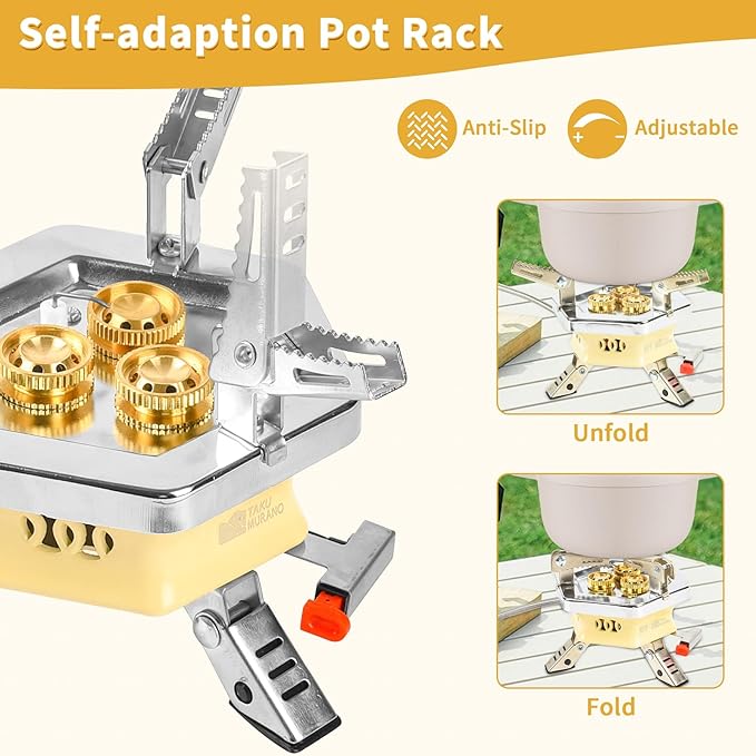 11800W Portable Windproof Camping Stove Lightweight Camp Stove Collapsible Backpacking Stove with EVA Box for Outdoor Camping Cooking Hiking and Picnic, white