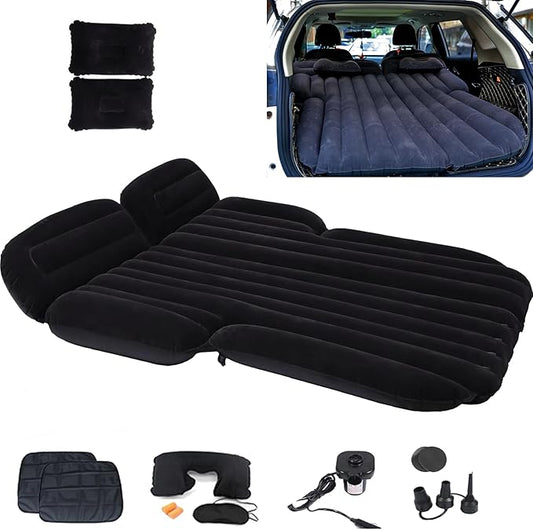 Onirii Inflatable SUV Air Mattress,Thickened Flocking Car Travel Camping Bed with 2 Pillows & Air Pump,Portable Car Sleeping Mattress for SUV Trunk and Rear