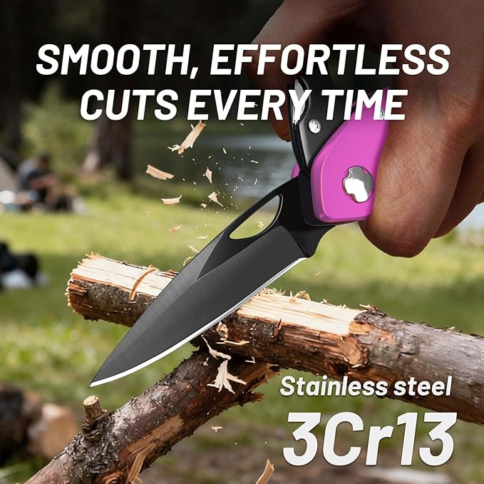 9 in 1 Multitool Carabiner Pocket Knife for Women, EDC Carabiner with Bottle Opener, Window Breaker and Screwdriver, Survival Gear for Camping Hiking,Stocking Stuffers Gifts for Women and Her(Pink)