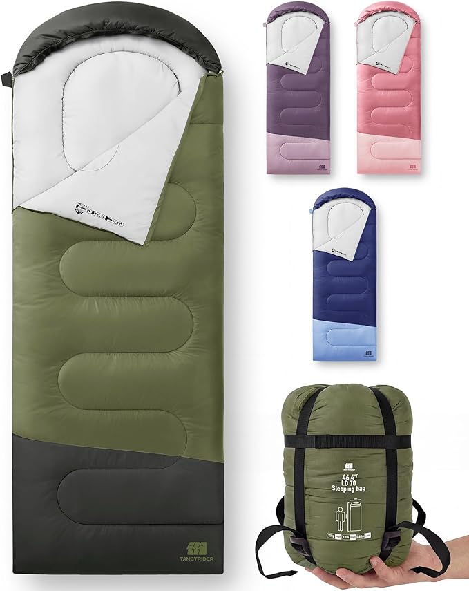 Ultralight Warm Weather Sleeping Bag - Portable, Waterproof, Compact Lightweight, Comfort with Compression Sack - Great for Outdoor Camping, Backpacking & Hiking