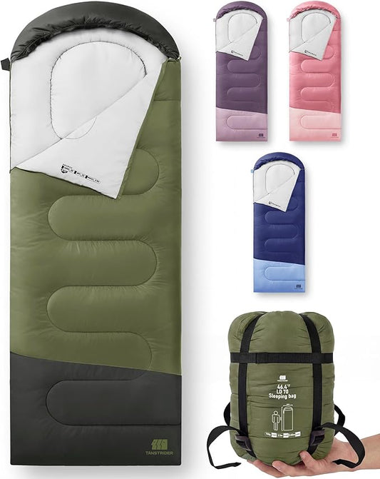 Ultralight Warm Weather Sleeping Bag - Portable, Waterproof, Compact Lightweight, Comfort with Compression Sack - Great for Outdoor Camping, Backpacking & Hiking