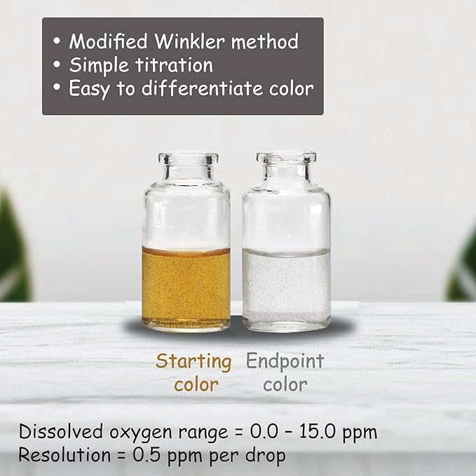 Monitor DISSOLVED Oxygen Test KIT (60 Tests) - Monitor Aquarium and aquaculture Water Quality