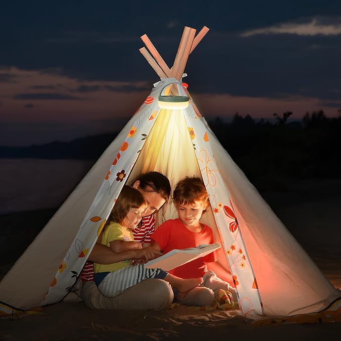 HELESIN Camping Light USB Rechargeable Waterproof Portable Stowable String Light, 4 in 1 Camping String Lights Outdoor with 8 Modes Tent Lights for Camping, Hiking, Yard, RV (Warm Light)