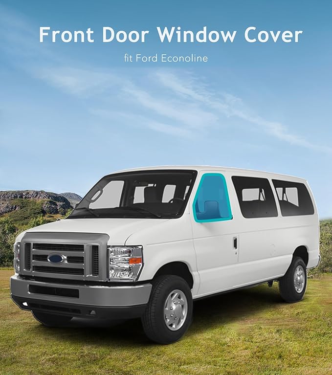 Extra-Thick Front Door Window Covers(Pair) for Ford Econoline, Magnetic Insulated Blackout Window Sunshade, Foldable Design, AllSeasonGuard Pro
