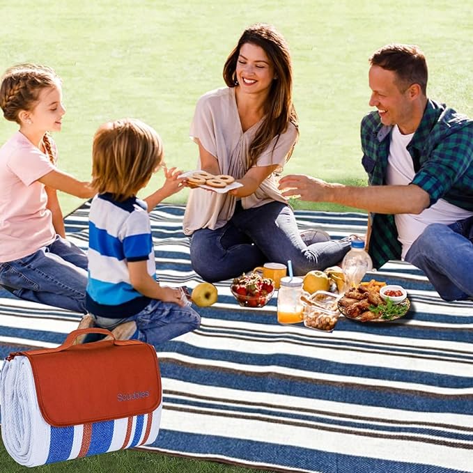 scuddles Extra Large Picnic Blanket – 60" x 60" Waterproof Outdoor Mat with Soft Dual-Layer Comfort, Foldable Travel Rug for Beach, Camping, Lawn, Parks & Family Picnics