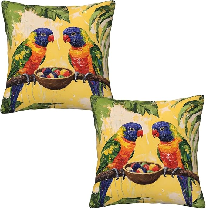 Parrot Throw Pillow Covers 18x18 inch Set of 2 Bird Pillow Case Cushion Cover for Home Sofa Couch Living Room Car Decor