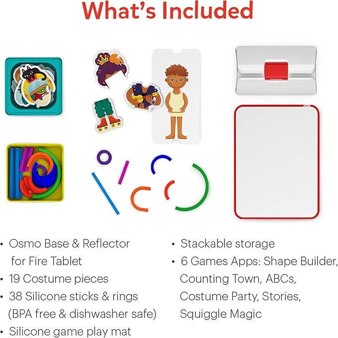 Little Genius Starter Kit for Fire Tablet + Early Math Adventure - 6 Educational Games-Counting, Shapes & Phonics-STEM Gifts-Ages 3 4 5(Tablet Base Included)