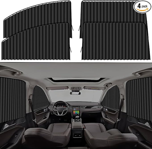 XCBYT Car Window Shades - 4 Pack Car Privacy Curtains 99% UV Light Block Side Window Covers for Van SUV Pickup Truck Keeps Cooler for Sleeping Camping