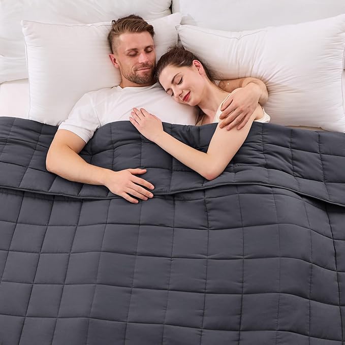 yescool King Size Weighted Blanket for Adults (30 lbs, 80” x 87”, Grey) Cooling Heavy Blanket for Sleeping Perfect for 290-310 lbs, Breathable Blanket for Adults & Couple All Season, Machine Washable