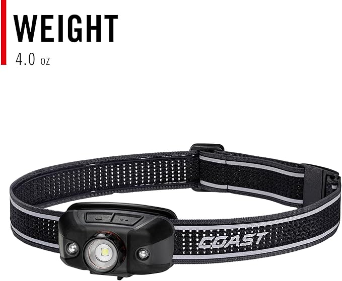 Coast FLX40R 800 Lumen Built-in Rechargeable Battery LED Headlamp with Twist Focus Lens Ultra Strap