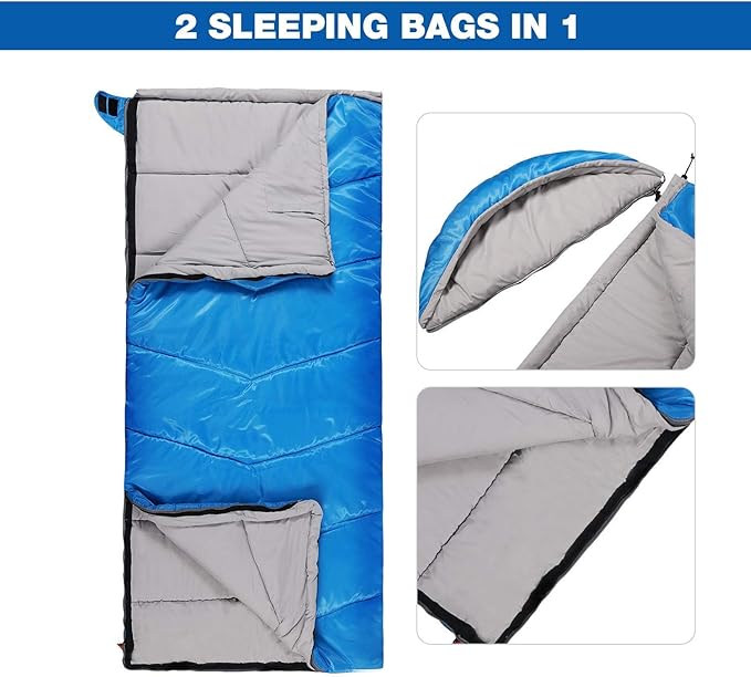 REDCAMP Kids Mummy Sleeping Bag for Camping, 3 Season Cold Weather Sleeping Bag Fit Boys,Girls & Teens, Blue/Rose Red