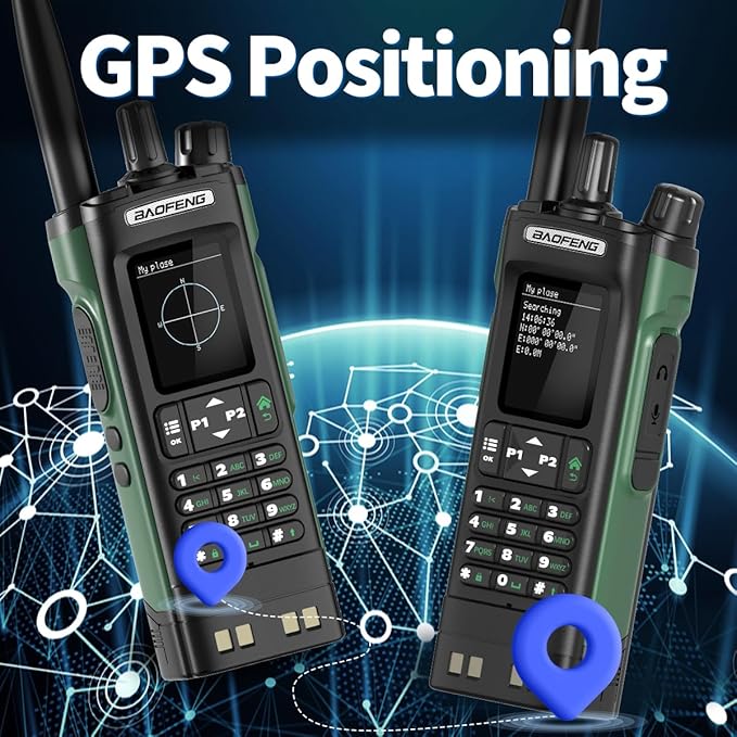 BAOFENG UV-32 Radio Ham Radio Handheld 10W Long Range Rechargeable NOAA Weather Receiver 5RM K5 Tactical Two Way Radio Walkie Talkie for Adults with GPS,USB-C Charging for Hunting Survival Gear,2Pack