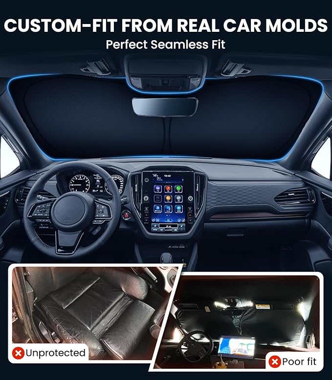 Zanch Custom Windshield Sun Shade for Subaru Forester 2019-2026, 7-Layer UV & Heat Block, 3D Laser Scanned, Interior Protection, Keep Car Cooler, Foldable SUV Accessories