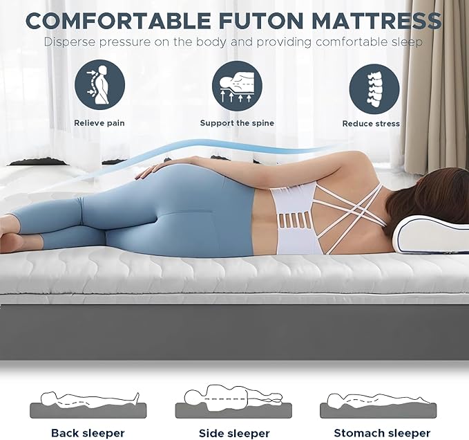 SCHNAUZER HOME Japanese Floor Mattress, 100% High Density Comfortable Foam, Foldable Tatami Mat Sleeping Pad, Ideal for Comfort and Support, Kids Floor Lounger Bed Sofa, Light Grey, Twin