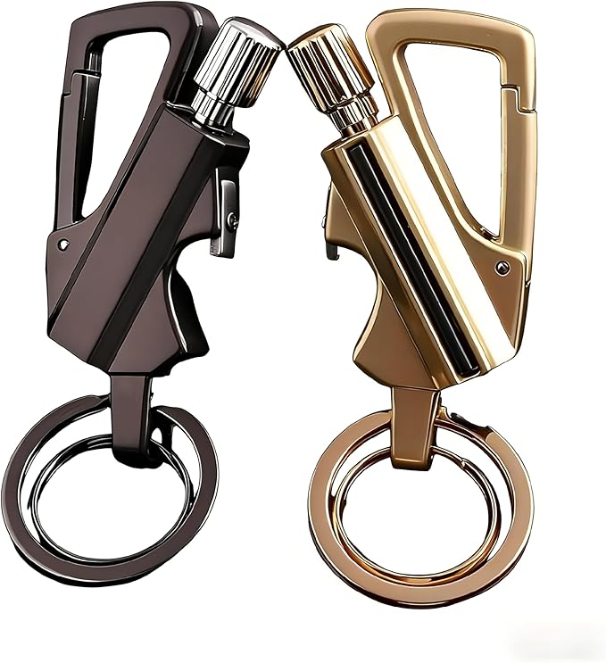 Permanent Match Infinity Lighter- Reusable Waterproof Survival Lighter with Multitool Keychain & Bottle Opener, Starter for Outdoor Camping, Hiking, Emergency Kits (Black+Gold)