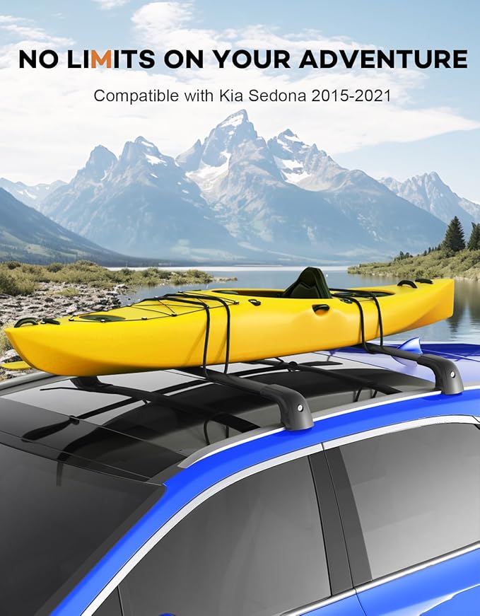 Wonderdriver Roof Rack Cross Bars 300lbs Compatible with Kia Sedona 2015-2021,Heavy Duty Aluminum Lockable Roof Rails Crossbars Cargo Canoe Black Rooftop Cargo Carrier Luggage.