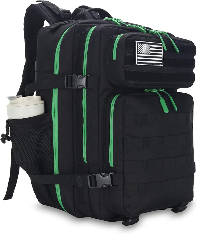 Lovelinks21 45L Tactical Assault Backpack - 3 Day Assault Pack with MOLLE Waterproof Rucksack (Back Green)