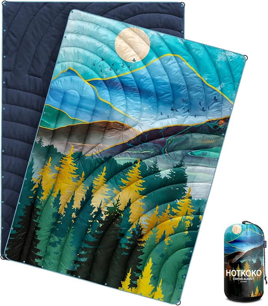Camping Blanket,Puffy Blanket Lightweight Packable Camping Blanket Outdoor Blanket for Camping,Traveling, Stadium, Hiking, Picnics