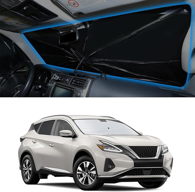 Windshield Sun Shade Umbrella Custom Fit for 2015-2024 Nissan Murano Accessories Foldable Sunshade Sun Blocker Protect Car from Sun Rays & Heat Damage Keep Car Cooler