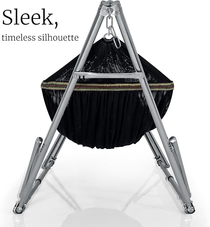 Tranquillo Adjustable Hammock Stand, Collapsible Camping Hammock and Stand, 650 lbs Capacity Deluxe Double Hammock Stand for 2 Persons, Portable Everywhere Easy Assembly Non-Slip and Noise-Free, Black
