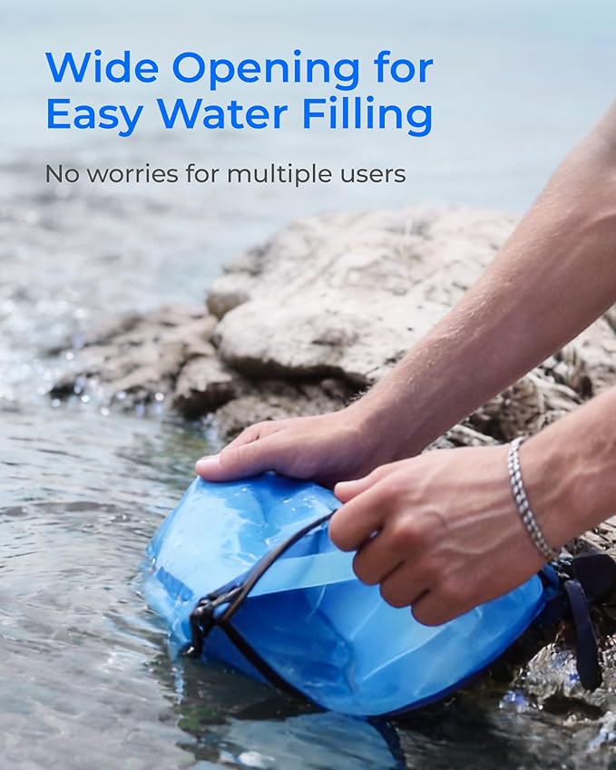 Waterdrop Gravity Water Bag for Camping, Travel, Backpacking, Hiking and Emergency, Compatible with Water Filter Straw, Flex Foldable, 1.5 Gal Bag