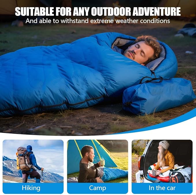 OBTANIM Sleeping Bags Portable Waterproof Camping Sleeping Bag for Adults Kids 4 Seasons Cold Weather or Warm Backpacking Hiking Travel Indoor Outdoor Use