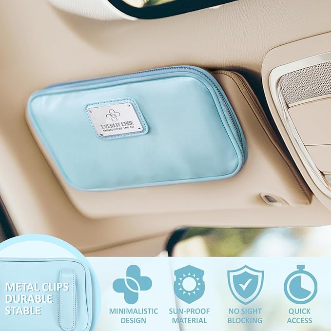 EVERLIT CARE Car First Aid Kit with Emergency Supplies Survival Gear Including Window Breaker Disposable Urine Bag Mountable Survival Kit for Family Travel in Car (Cyan)