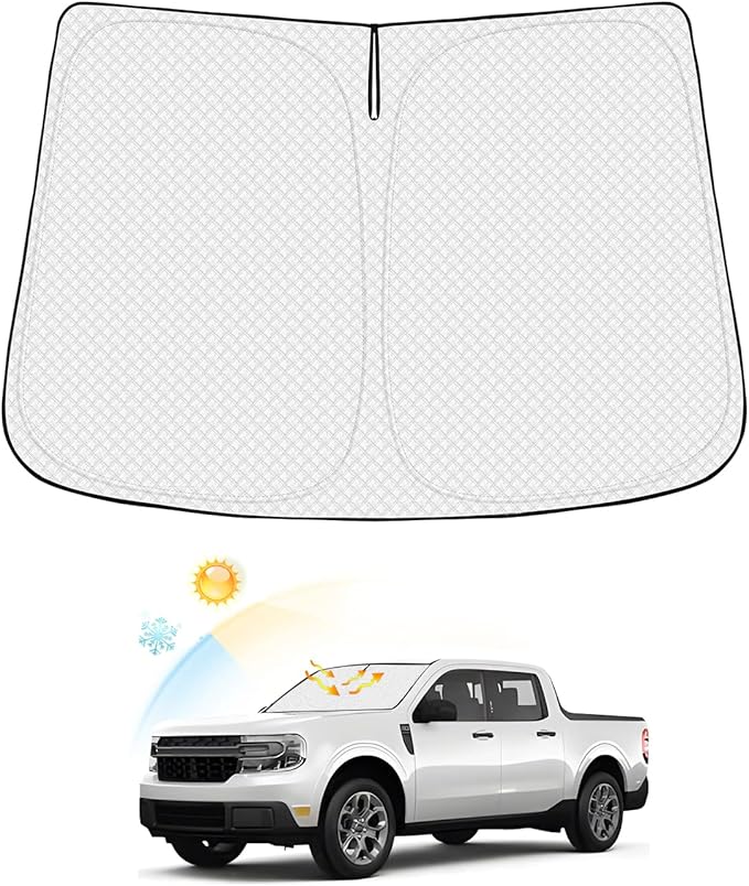 Canvcle Windshield Sun Shade for Ford Maverick 2022-2025 2026 Accessories Thicken 6-Layer Front Window Sunshade Cover Sun Visor Protector Foldable Block UV Rays Keep Vehicle Cool