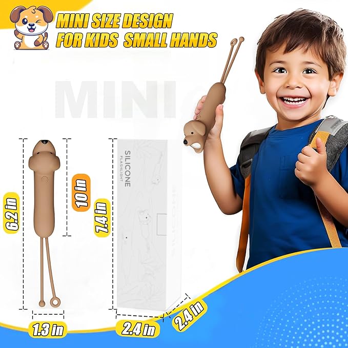 Kids Flashlight Rechargeable, LED Flashlight for Boys & Girls, Fun Lightweight Kid Flashlights for Kid for Camping & Outdoor Adventures, Dog Walking, Birthday Gift,1 Pack-Puppy