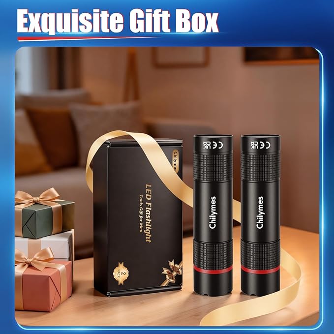 Rechargeable LED Flashlight 2 Pack, USB C Zoomable Waterproof Small Flashlight with 4 Modes, Handheld Pocket EDC Flashlights for Camping, Hiking, Dog Walking, Home Use, Emergency, Tool Gifts for Men