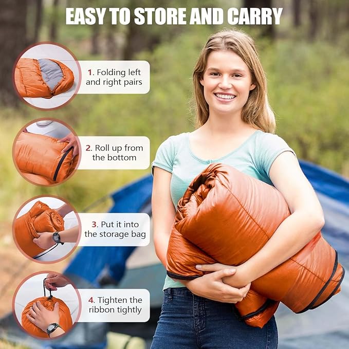 OBTANIM Sleeping Bags Portable Waterproof Camping Sleeping Bag for Adults Kids 4 Seasons Cold Weather or Warm Backpacking Hiking Travel Indoor Outdoor Use