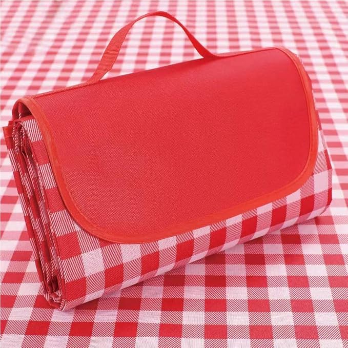 Outdoor Picnic Blanket, XL Foldable Waterproof Sand Beach Mat , in Large 80x60in and Extra Large 80x80infor Beach Camping Hiking Travel Family Concerts Portable Beach Blankets (Classic Red Check)