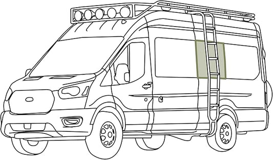VanEssential Full Plastic Trim Middle Window Cover LH (Driver Side) Designed for Ford Transit Medium/High Roof 148 Long or Extended Length Van Year 2015 to Current - Charcoal Gray